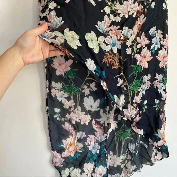 Slate + Willow Hudson Floral Maxi Asymmetrical Dress One Shoulder Black 0 - Picture 6 of 12